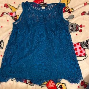 Simply Styled Blue Lace Sleeveless Top